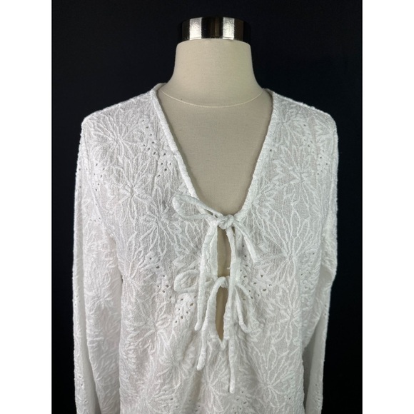 Michael Kors Lace Floral Semi Sheer Long Sleeve Blouse - Picture 5 of 14